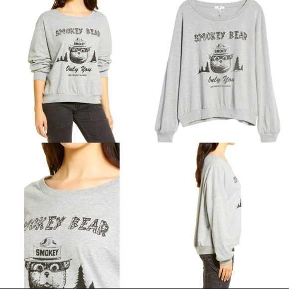 SMOKEY THE BEAR Only You Can Prevent Forest Fires scoop neck sweatshirt NWT - Picture 6 of 6